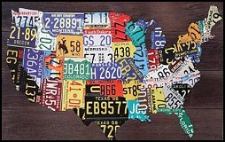 Love traveling the United States? Are you a collector of state license plates? Then this License Plate Map of the U.S. would be a great addition to your home decor! Made of very sturdy composite wood with a map of the U.S. and the license plates for each state printed on their corresponding state. This eye-catching piece has a horizontal wooden board-like graphic overlay in the background to look as if the artwork was hung onto the faux planks of wood. This awesome piece can be hung in any room and comes ready to hang with a wall hook on each of the top two corners. It would make a great gift for dad or any collector. Could be used as eclectic wall art for a restaurant or pub too! 