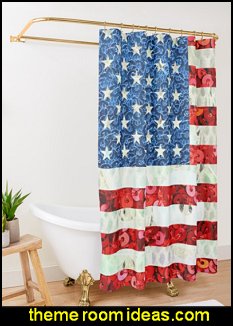American Flag Sequin Glitter Look Patriotic USA Shower Curtain