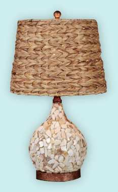 Mother of Pearl Table Lamp Seagrass Shade  coastal bedroom decor beach-inspired decorations
