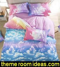 Rainbow Cloud Girls Bedding  sun moon stars bedroom decorating celestial bedroom decorations