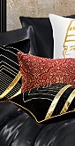 Red - Gold Glitter Cushion  -  black gold throw pillows   
