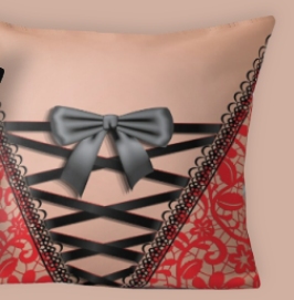 Vintage Damask Lace Corset Lingerie Throw Pillow Gothica Throw Pillow corset Throw Pillow