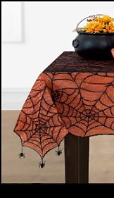 Halloween Spider Lace Lined Tablecloth