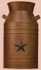 primitive americana Milk Can Container with Star