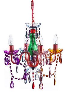 Gypsy Color 4 Arm MULTI COLOR Small Acrylic CRYSTAL CHANDELIER New Boho Chic Lighting Ceiling Fixture Best Selling Colorful Bedroom Chandeliers, Multi Colored