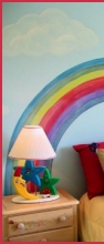 rainbow - clouds themed bedroom decorating ideas - Rainbow themed bedroom decorating ideas - stripes - stars - clouds - polka dots theme ideas