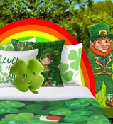 St Patricks Leprechaun Throw Pillow   Luck of the Irish Throw Pillow  Four Leaf Clover Pillow Sham    