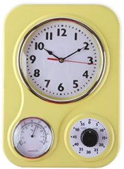 Retro Kitchen Wall Clock, with a Thermometer and 60-Minute Timer 50s diner kitchen