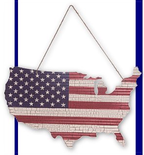 4th of July USA Flag Cutout with Hanger Wall Decor patriotic americana home decor