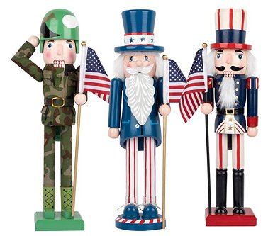 Patriotic Nutcracker Wooden Christmas Nutcracker Figurine with USA Flag for 4th of July, Veterance Day and Christmas Decoration