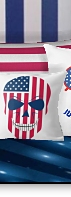 Skull with American Flag Throw Pillow     americana bedrooms americana decor