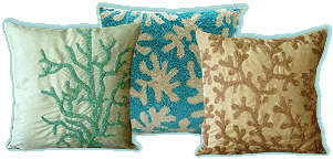coral throw cushions-seaside coastal style decorative accents