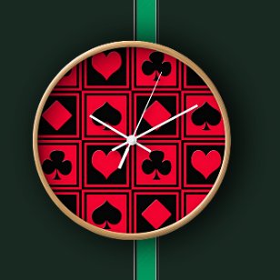 Playing card 2 Wall Clock  casino theme decorating Ideas  - Boys game room Decorating Ideas Poker rooms, card theme bedrooms casino - las vegas theme Casino Night Theme bedroom decorating Ideas - Hollywood movie theme rooms - boys wine bar theme decor - casino theme party props - Game Room Decorating - Bedroom decor casino theme