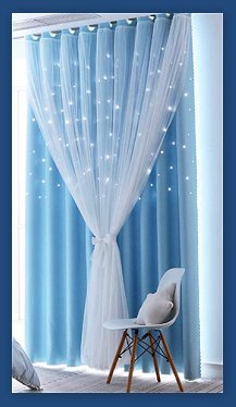 Star Cutout Curtains Tulle Overlay Curtain sun moon stars curtains celestial bedroom decor  Fairy String Lights