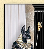 The Egyptian Grand Ruler Collection: Life-Size Anubis Statues  -   Columns - Pillars Wall Decal Stickers  -  white curtains -   