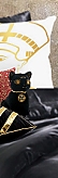 Golden Egyptian Queen Nefertiti Throw Pillow  -  Black And Gold Bastet Cat Kitten Egyptian Stuffed Plush Doll
