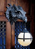 Marshgate Castle Dragon Sculptural Electric Wall Sconce   Gothic Furniture