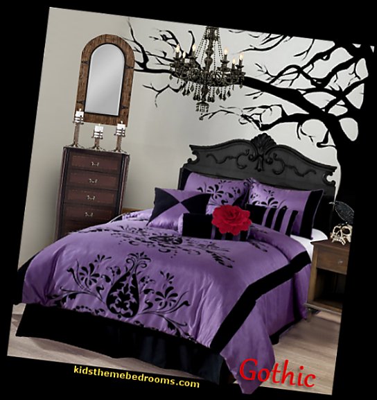 purple gothic bedroom ideas - purple gothic bedroom accessories - purple gothic bedding  -  gothic teen room - Teenage Gothic bedroom ideas  gothic bedding, gothic aesthetic, gothic furniture