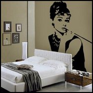 Audrey Hepburn Breakfast At Tiffanys Wall Vinyl Decal - 50's Hollywood theme room