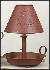 Flat Dish Lamp with Star Shade Red Finish 