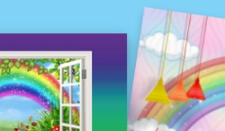 rainbow Ombre Wallpaper  Rainbow Clouds Window Mural  Colorful  Pendant Lights  