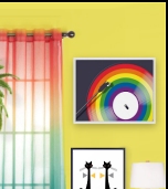 Rainbow Curtains  Rainbow Vinyl Framed Canvas Wall Art  