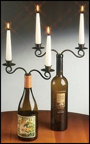grapes wine decor - Add a touch of elegance to your home in an eye-catching fashion. This fantastic new idea in home decor is the latest decorating rage. Using your empty wine or champagne bottle, just pop in this candelabra piece and have a fashionable new designer look. The metal has an antiqued bronze color finish. 