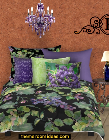 tuscany vineyard bedroom ideas, decorating with grapes wine decor, grape theme bedding 